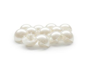 Dome Shaped Pearly Bridal Buttons for Wedding Dress and Gown, Pearl Finish with Flat Back Loop Affixture, Machine Made