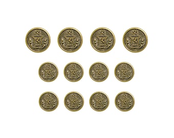 Lion Crest Design Metal Blazer Buttons, Die Cast Machine Made, Color Polished by Hand