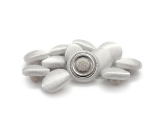 Silk Satin Bridal Trim Buttons for Wedding Dress and Gown, Fabric Covered with Canvas Shank Back, Handmade using Button Mold Press Machine