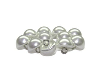 Dome Faux Pearl Bridal Buttons for Wedding Dress and Gown, Pearly Finish with Metal Loop Back, Machine Made