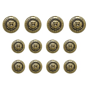 ButtonMode Presidential Design Metal Blazer Buttons Antique Gold