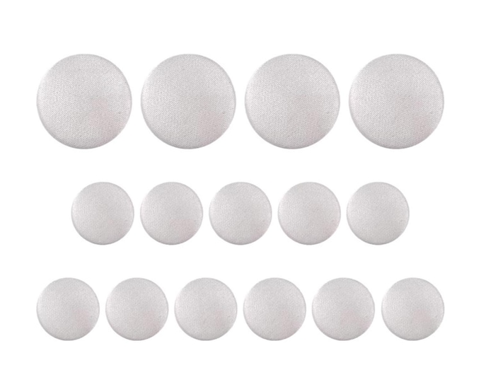 Featured listing image: Tuxedo Suit Buttons, Ivory Satin, Handmade using Button Mold Press Machine