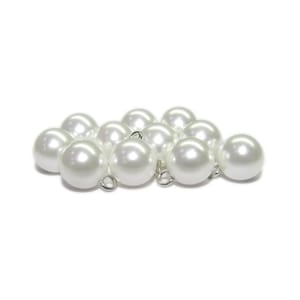 Round Faux Pearl Bridal Trim Buttons with Metal Loop Back, Machine Made