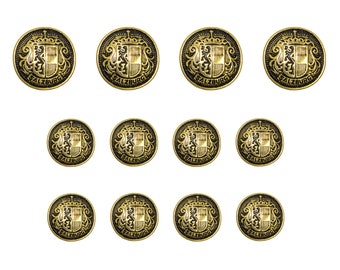 Salzburg Crest Design Metal Blazer Buttons, Die Cast Machine Made, Color Polished by Hand