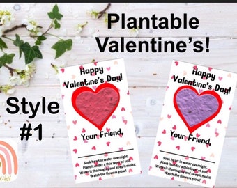 25 Classroom Valentine's Day Gift / Valentine's Card / Student Teacher Gift / Plantable Heart / Flowers