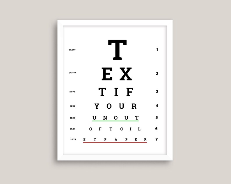 personalized snellen eye chart funny bathroom decor bathroom etsy
