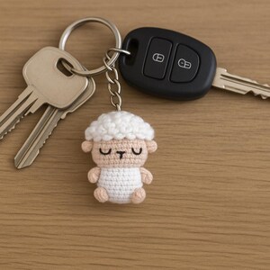 Handmade Crochet Sheep Keyring – Cotton Lamb Charm, Farm Gift