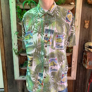 Vintage 1980 Cartolina Hawaiian camicia Noccard Pulsanti