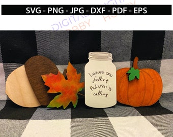 Pumpkin Acorns Leaf - Decoration - Tiered Tray - Laser - Cricut - Silhouette - Vinyl - Cards - SVG, JPG, DXF- Instant Download