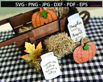 Fall Mason Jar Decoration File | Fall Decor SVG | Farmhouse Tag |Tiered Tray | Laser - Cricut - Silhouette - Vinyl - Cards - SVG, Jpg, png