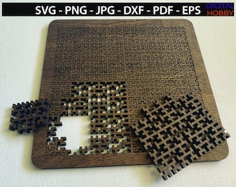 Fractal Puzzle - Hilbert Curve -  Laser Files - Cricut - Silhouette - Cnc - SVG, JPG, DXF- Instant Download - Perfectly Preposterous Puzzle