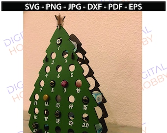 25 days of Christmas Countdown Shots/Nips Liquor Advent calendar file for Glowforge, Laser, CNC- SVG, DXF, Jpg