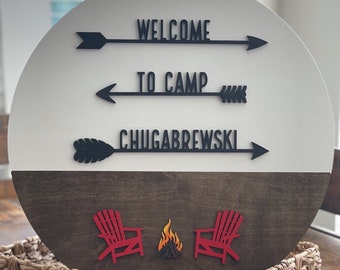 Welcome to Camp Chug-a-brewski Door Hanger SVG - Welcome Round - Inappropriate Door Hanger File - Porch Sign File - Door Hanger Template
