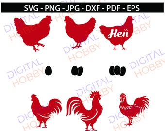 Egg Holder -Rooster - Hen - Chicken - Eggs - Graphic Clipart for Vinyl - Wood  Sign Making - SVG - Cricut, Silhouette, Laser, CNC,