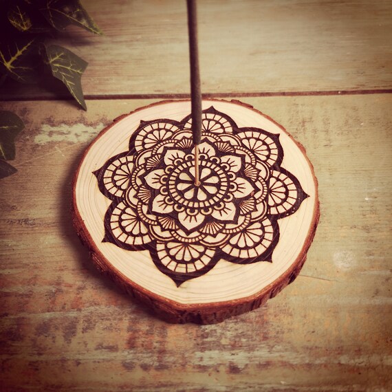 Incense Stick Holder Lasered Tree Disc Wood RS3 Etsy