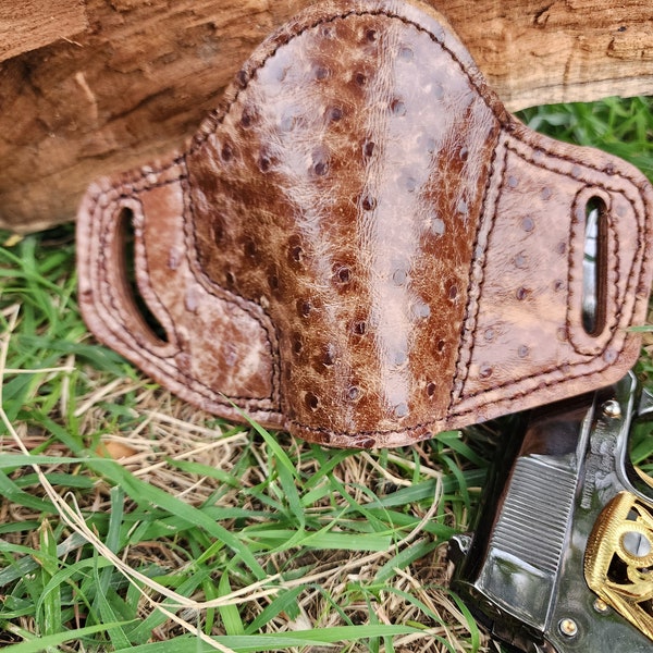 Exotic 100% original ostrich 1911 owb full grain leather holster handmade Jimenez Saddles colt Springfield rock island kimber taurus