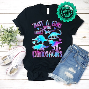 Kids Pink Dinosaur Clothing Just A Girl Who Loves Dinosaurs Girls Dinosaur T-Shirt