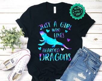 ヒゲトカゲが大好きな女の子のシャツ、ドラゴン愛好家のシャツ、女の子向けのヒゲトカゲのシャツ、女の子のヒゲトカゲのシャツ、ドラゴンのギフト