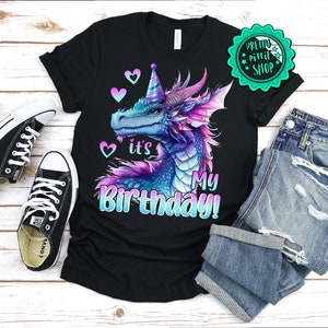 Drachen-Geburtstags-Shirt, Drachen-Party, nur ein Mädchen, das Drachen-Shirt liebt, süßes Drachen-Thema, Drachen-Shirt für Mädchen, Geschenk für Drachenliebhaber