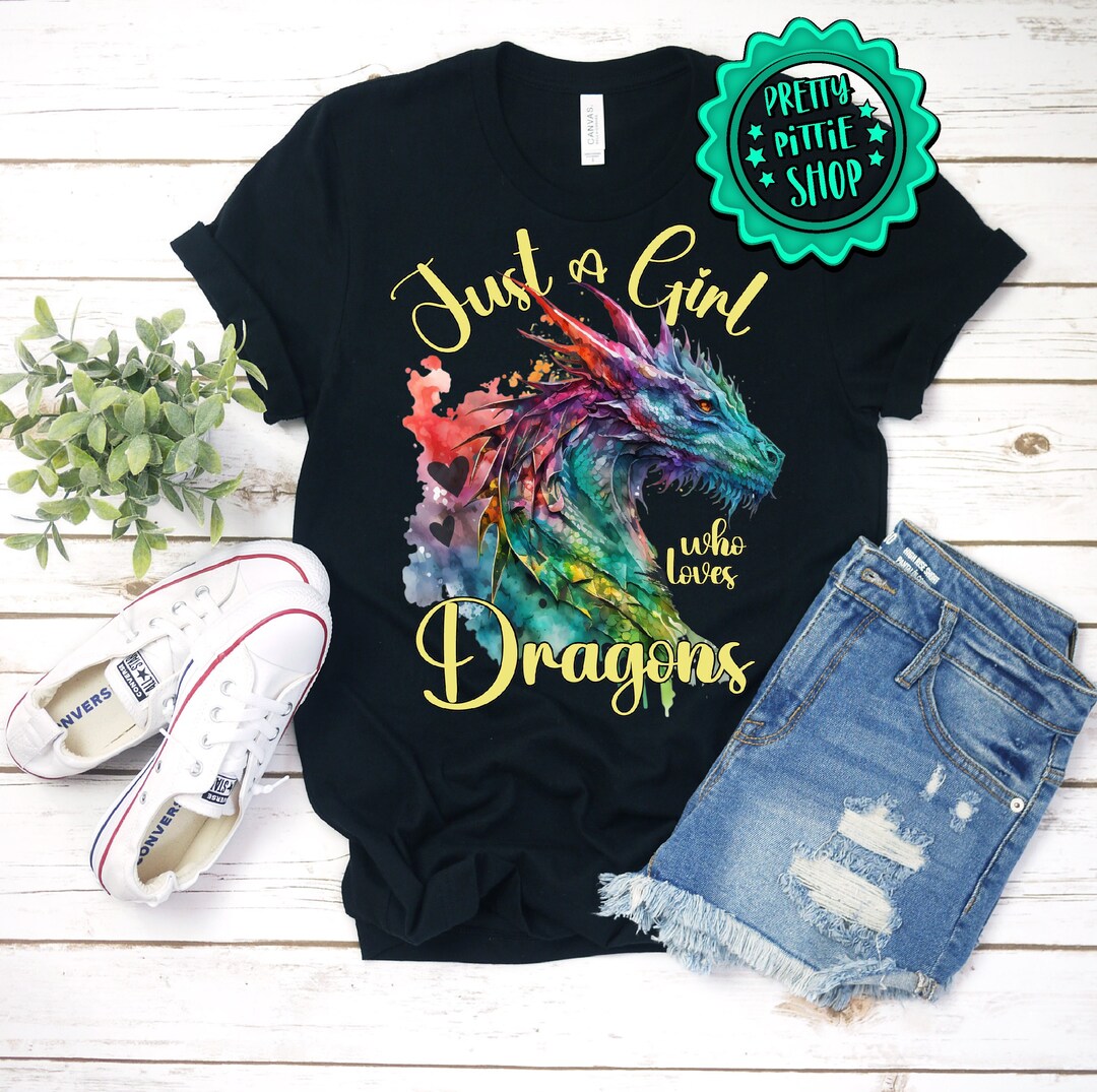 Just a Girl Who Loves Dragons Shirt, Dragon Lover Shirt, Dragon Kids ...