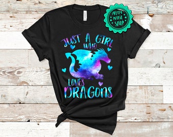 ドラゴンが大好きな女の子のシャツ、ドラゴン愛好家のシャツ、ドラゴンの子供用Tシャツ、女の子用ドラゴンシャツ、女の子用ドラゴンシャツ、ドラゴン愛好家へのギフト