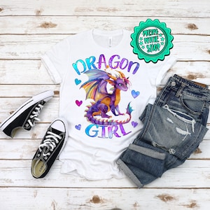 Meisjesshirt draken Rainbow Dragons Gewoon een meisje dat dol is op draken Schattig shirt drakenliefhebber drakenshirt voor meisjes drakenliefhebber cadeau
