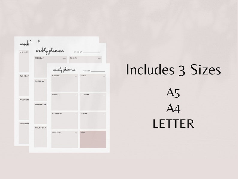 Undated Weekly Planner Printable Template Simple and Minimal Day ...
