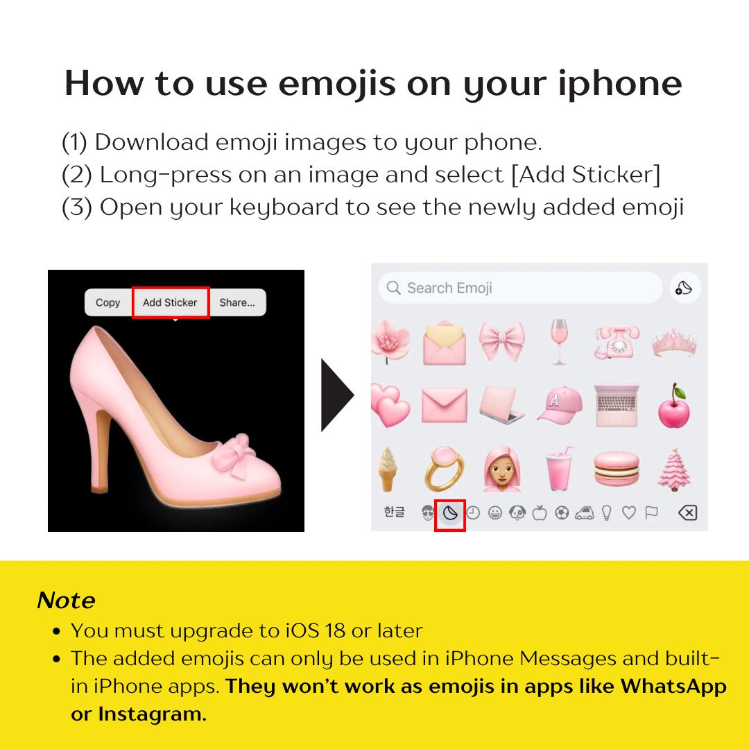 IOS18 | 33 個の黄色の美的絵文字パック - デジタル プランナー
