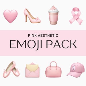 iOS18 | 55 Pink Aesthetic iPhone Emoji Icon PNG Set - Cute Pastel Pink Emojis for Digital Projects, Social Media, Journaling, and More