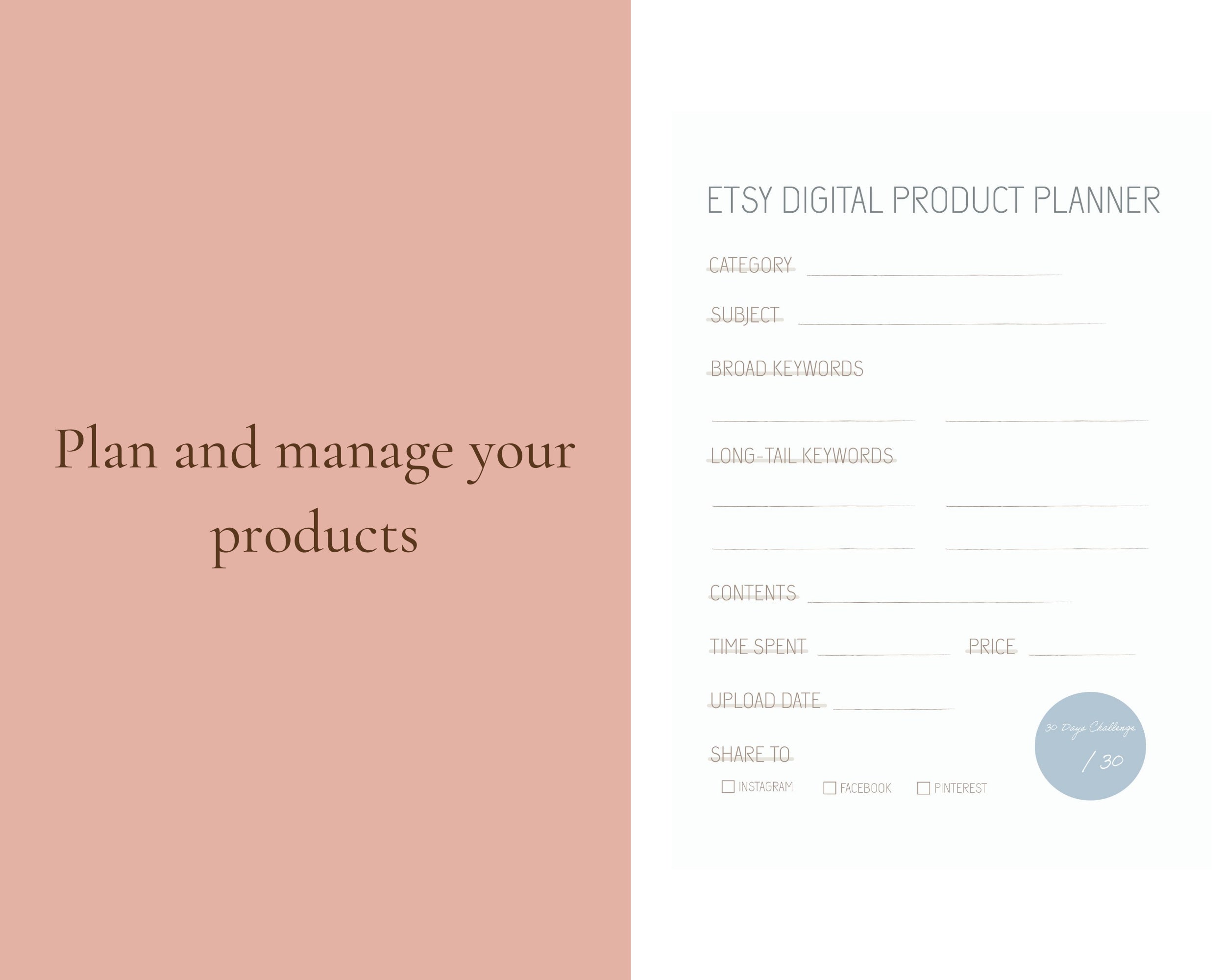 Etsy Digital Download Product Planner for Beginners Etsy