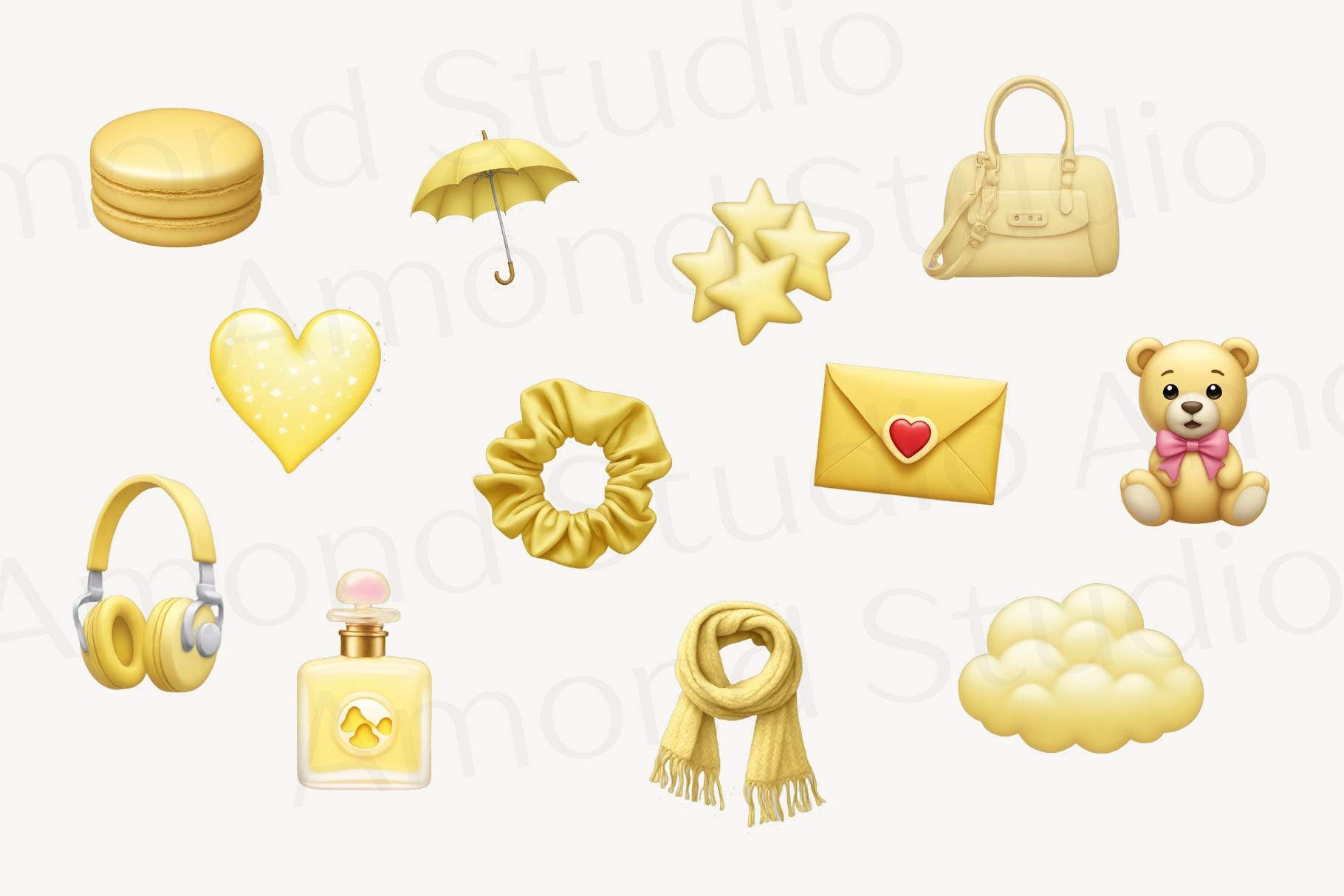 IOS18 | 33 個の黄色の美的絵文字パック - デジタル プランナー