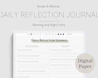 Digital Daily Reflection Journal | Gratitude Template | Mindfulness | Affirmation | Downloadable iPad Template | Goodnote | Notability