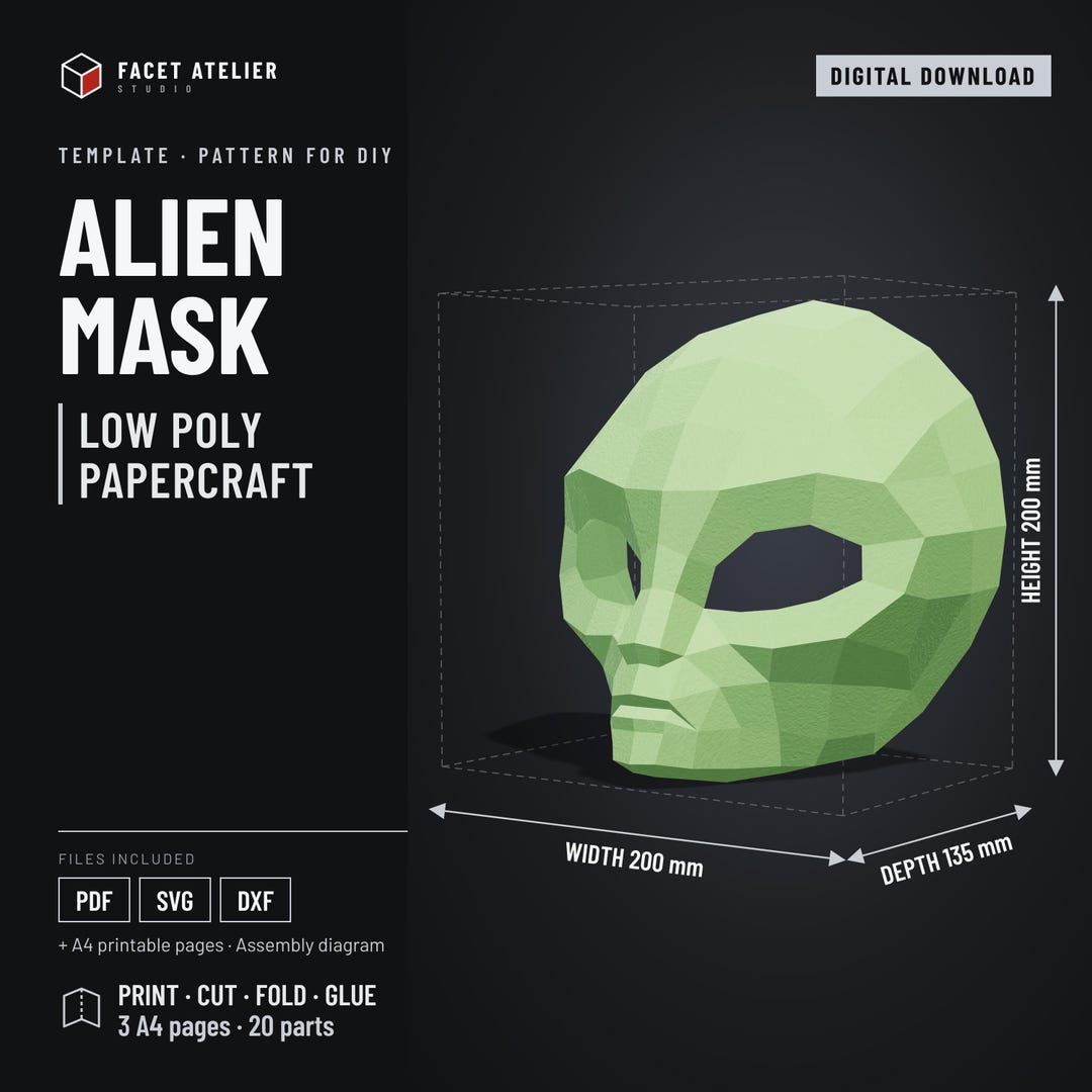 Protection Masks Example ALIEN MASK - Low Poly Papercraft Template DIY - Etsy