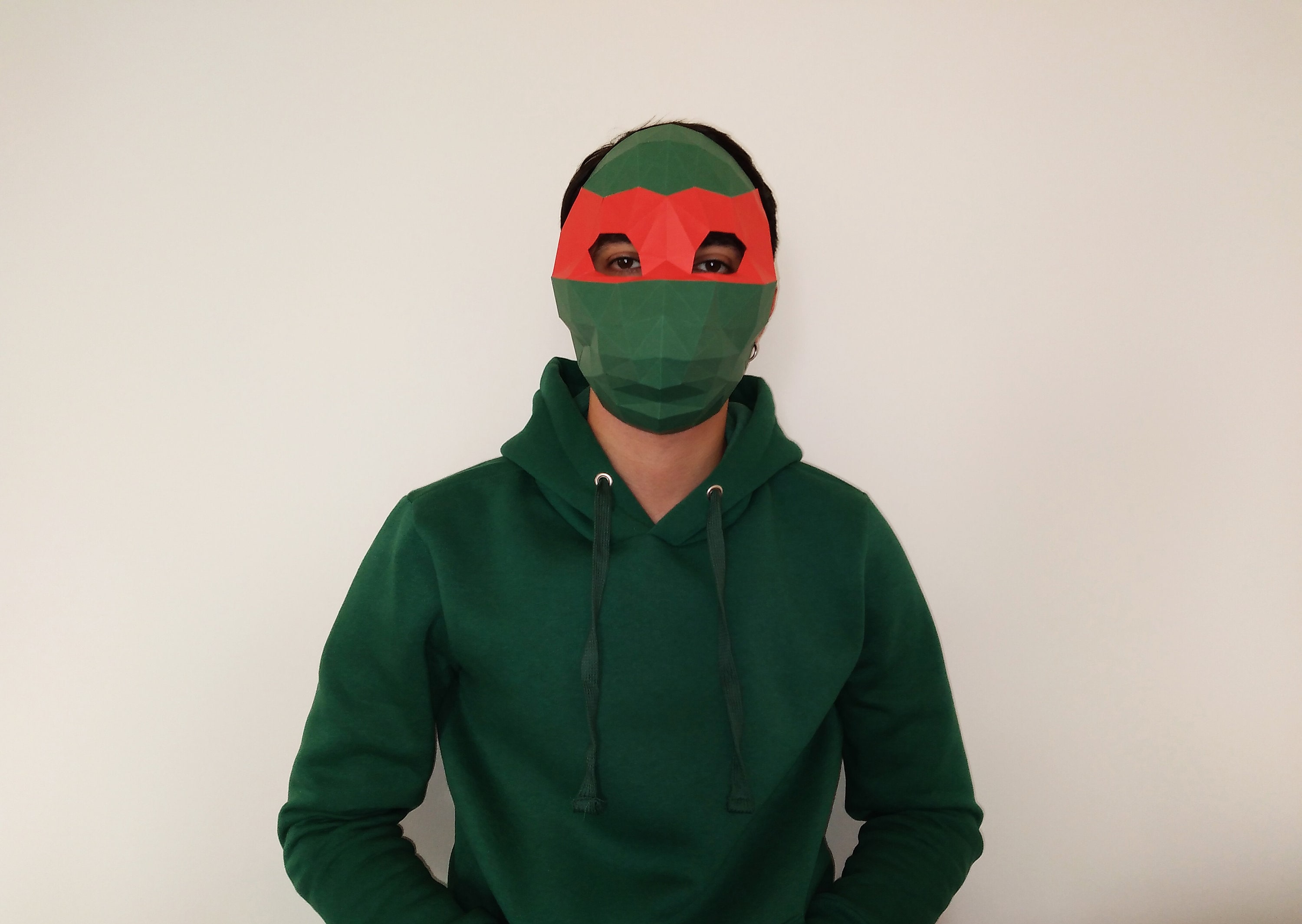 TMNT Costume Hooded Sweatshirt with Detachable Eye Mask - S / Raphael