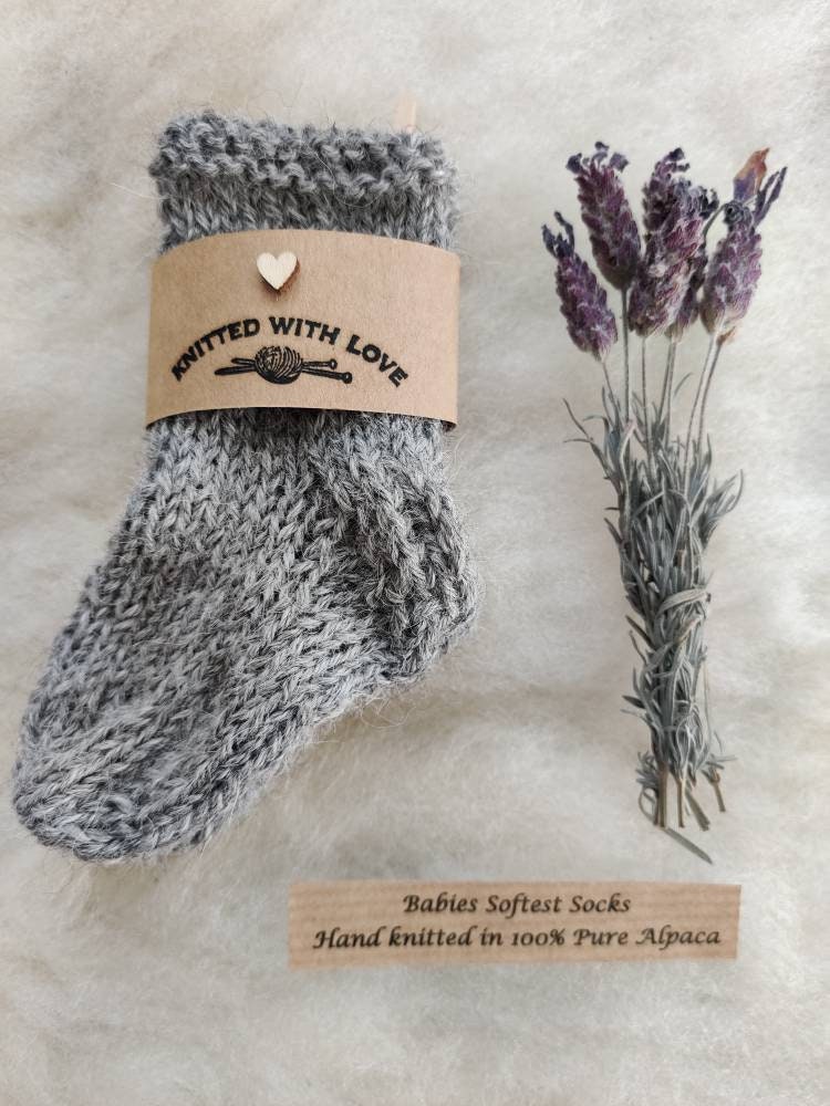 Alpaca Wool Baby Socks Luxury Baby Gift Knitted by Hand Etsy