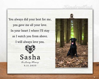 Dog memorial gift, pet memorial picture frame, personalized dog remembrance photo