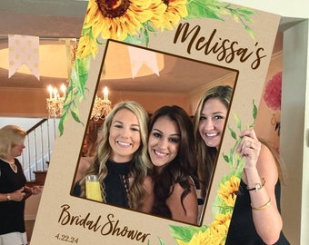 Editable Frame Photo Booth Frame Templett C32 Printable Sunflower Photo Frame Prop Instant Download Sunflower Bridal Shower Photo Prop