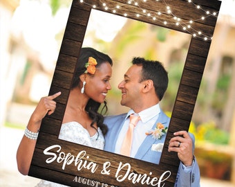 Rustic Wood, String Lights, Photo Prop Frame, Wedding Photo Props, Photo Props Wedding, Photo Booth, 24x36, PRINTED or DIGITAL