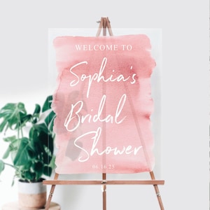 Acrylic Bridal Shower Welcome Sign Wedding Sign Acrylic Sign Welcome to our Wedding Sign Watercolor Pink Digital File Option Modern Bridal