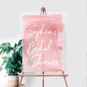 Acrylic Bridal Shower Welcome Sign, Wedding Sign, Acrylic Sign, Welcome to our Wedding Sign, Watercolor, Pink, Digital File Option