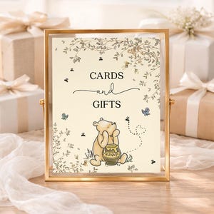 PRINTED & SHIPPED Winnie The Pooh Gifts and Cards Sign | 8x10 | Boho Baby Shower Decor | Pooh Bear | A Little Hunny | Cards Sign | Gift