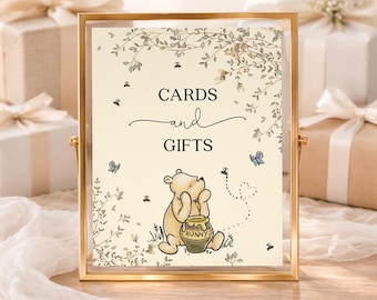 PRINTED & SHIPPED Winnie The Pooh Gifts and Cards Sign | 8x10 | Boho Baby Shower Decor | Pooh Bear | A Little Hunny | Cards Sign | Gift