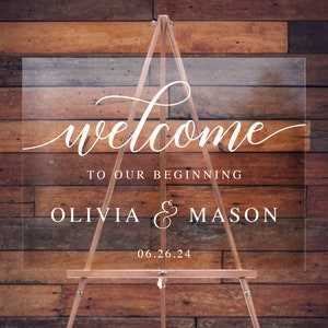 Acrylic Wedding Welcome Sign Wedding Sign Acrylic Sign Welcome to our Wedding Sign Personalized Wedding Sign Minimalist Wedding Sign