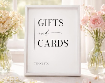 PRINTED & SHIPPED Bridal Shower Gifts and Cards Sign 8x10 | Minimal Aesthetic | Baby Shower Gifts and Cards Sign | Bridal Shower Decor