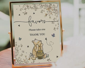PRINTED & SHIPPED Baby Shower Favors Sign | 8x10 | Winnie The Pooh | Baby Shower Decor | A Little Hunny | Favors