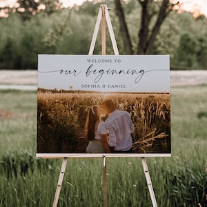 Wedding Welcome Sign With Photo Wedding Welcome Sign Custom Welcome Sign Unique Wedding Sign Wedding Reception Ceremony Personalized Wedding