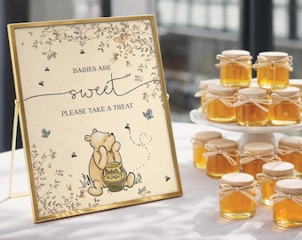 PRINTED & SHIPPED Winnie The Pooh Favors Sign | 8x10 | Boho Baby Shower Decor | Pooh Bear | A Little Hunny | Babies Are Sweet