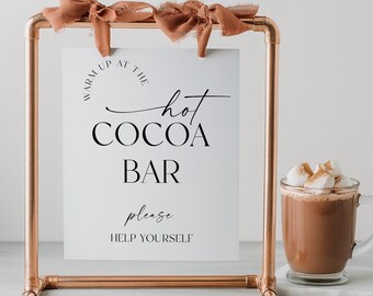 PRINTED & SHIPPED Hot Cocoa Bar Sign Print 8x10 | Hot Chocolate Bar | Winter Party | Simply Minimal | Bar Sign | Wedding Decorations