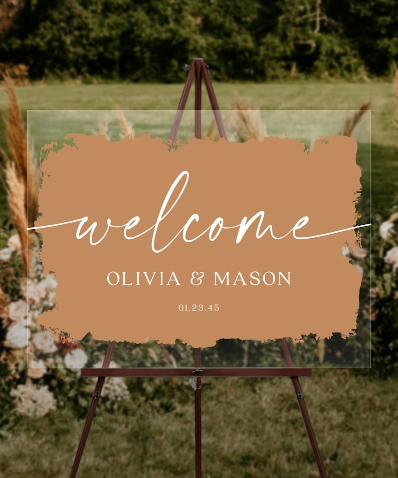 Acrylic Wedding Welcome Sign Painted Background Wedding | Etsy