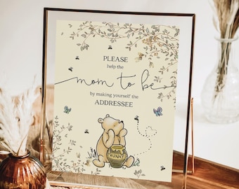 PRINTED & SHIPPED Winnie The Pooh Address Sign | 8x10 | Boho Baby Shower Decor | Pooh Bear | A Little Hunny | Addressee
